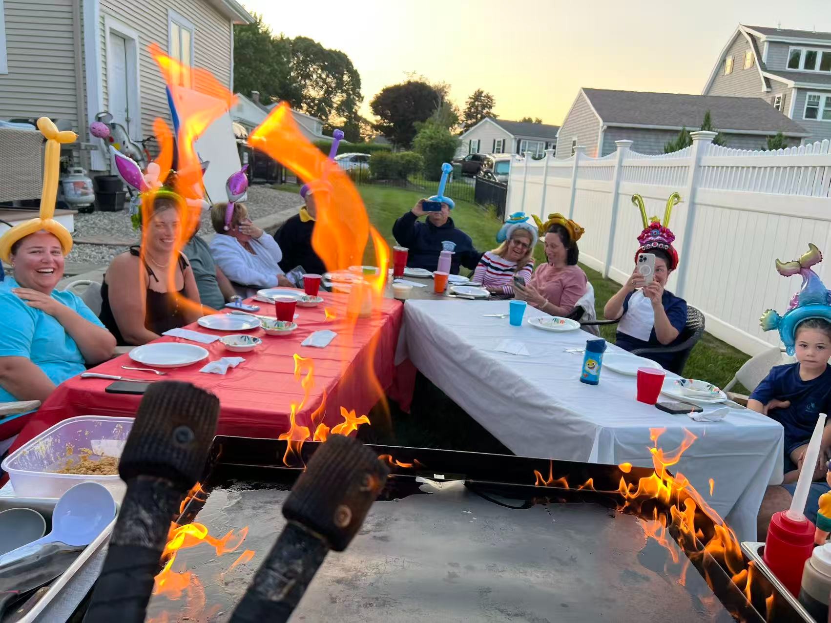 Hibachi chicken and vegetables Maine home party